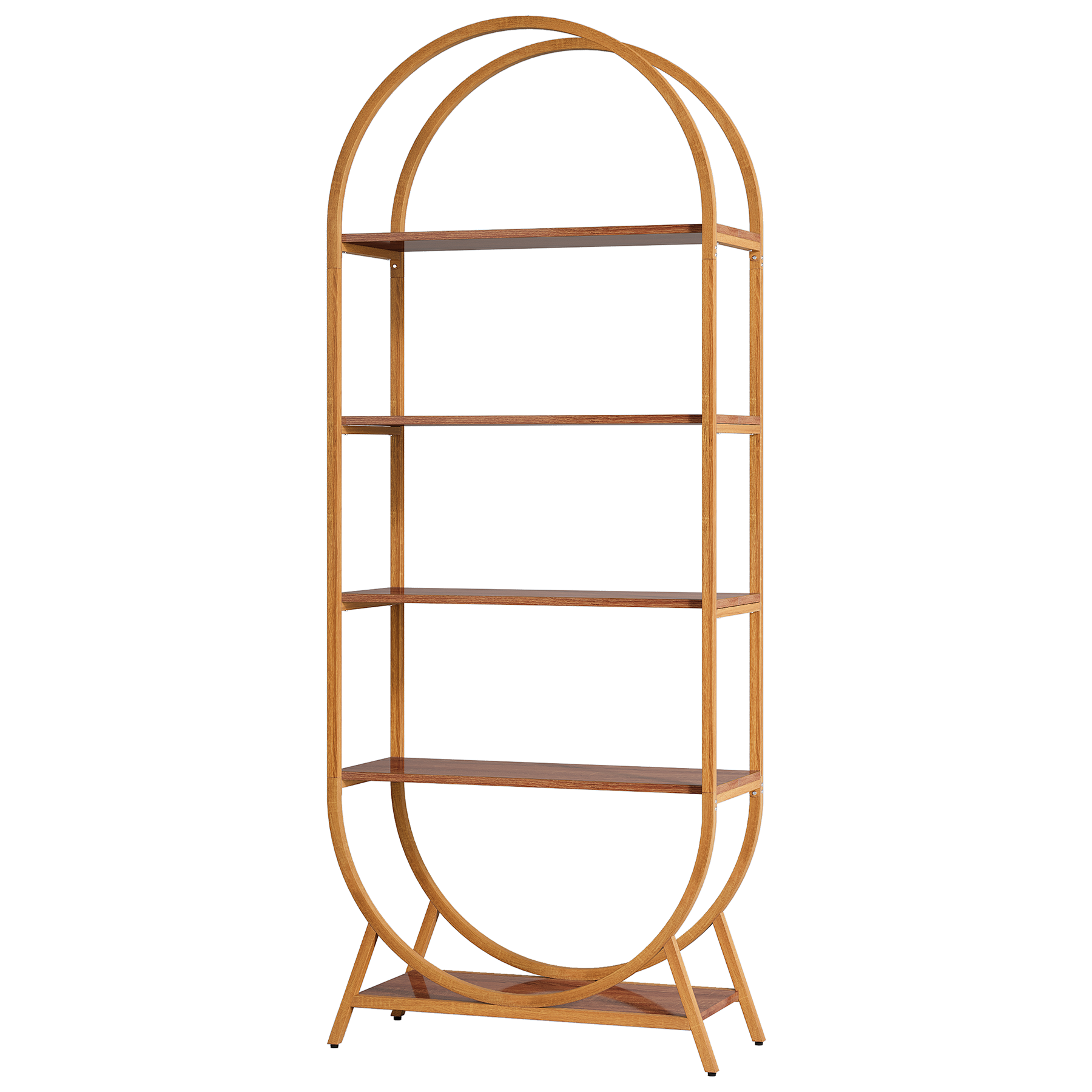 5-Tier Bookshelf, 70.8" Open Bookcase Arched Display Rack_voghion.com